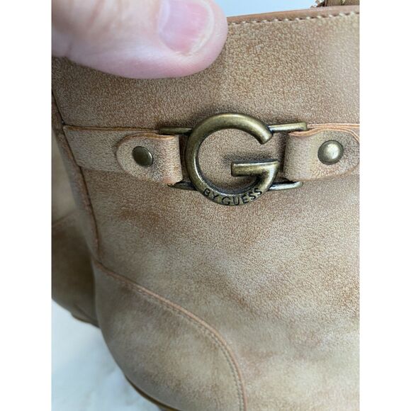 G by Guess Tan/Brown Lace up Zip Combat High Chunk Heel Women's Boots Size 9 - Picture 6 of 10